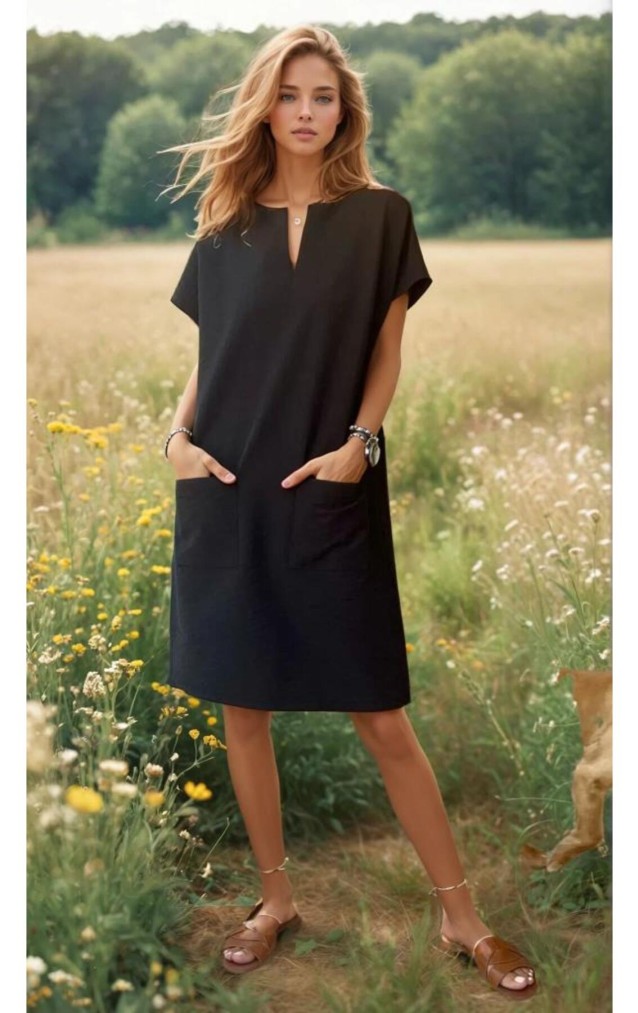 Pasaklı Giyim Kadın Özel Doku Giy Çık Midi Elbise 3655264 Siyah