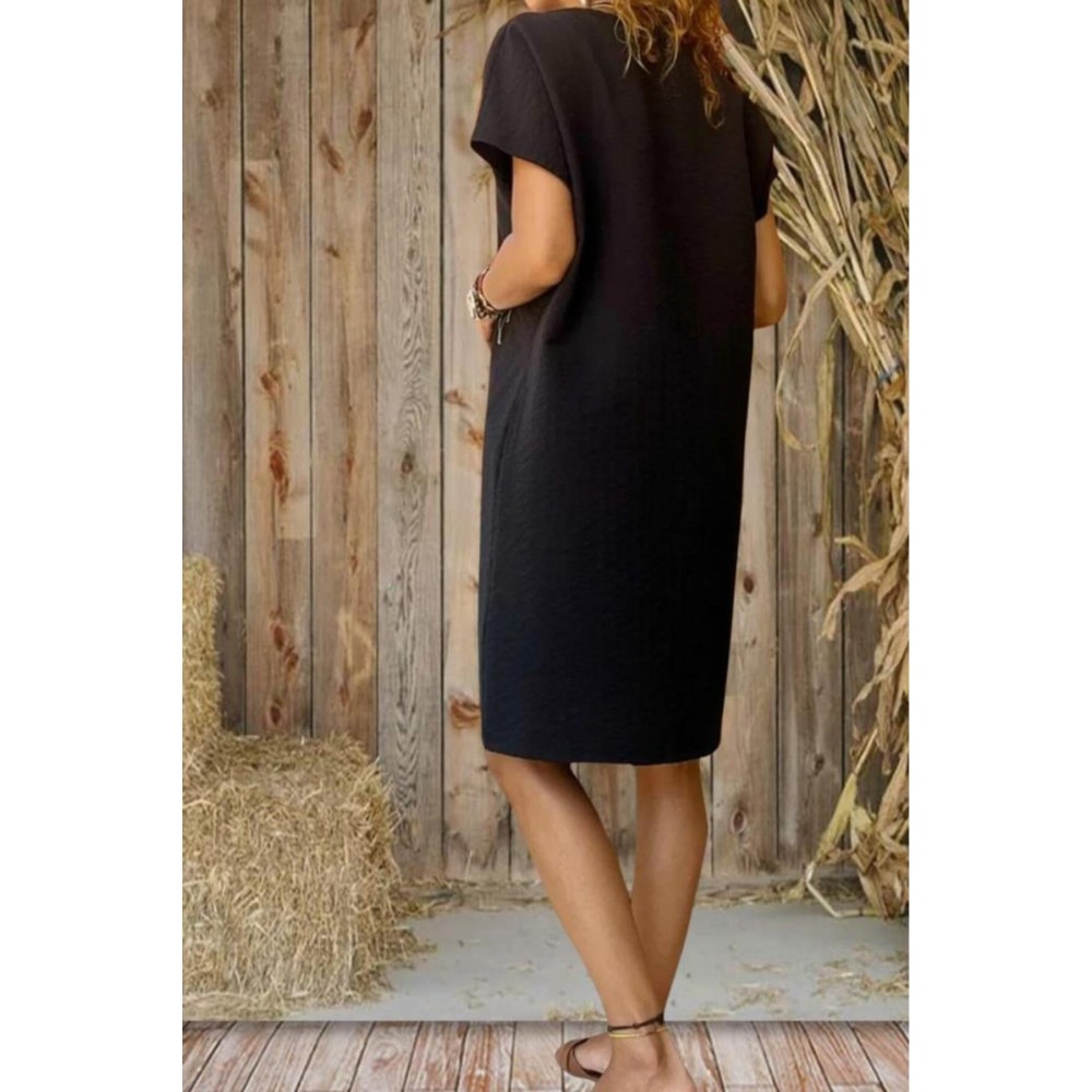 Pasaklı Giyim Pasaklı Giyim Kadın Özel Doku Giy Çık Midi Elbise Siyah - Premium Kadın Giyim