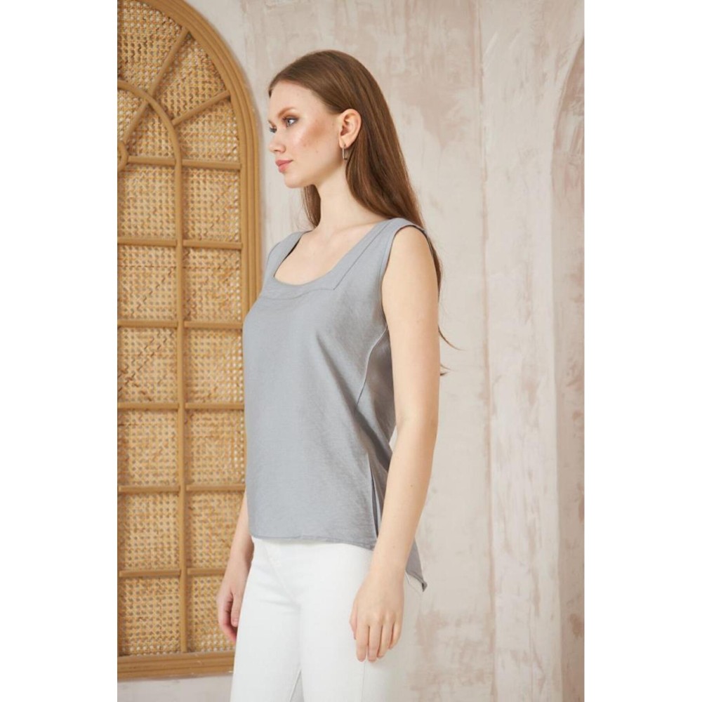 Pasaklı Giyim Pasaklı Giyim Kadın Kalın Askılı Bluz Gri - Premium Kadın Giyim