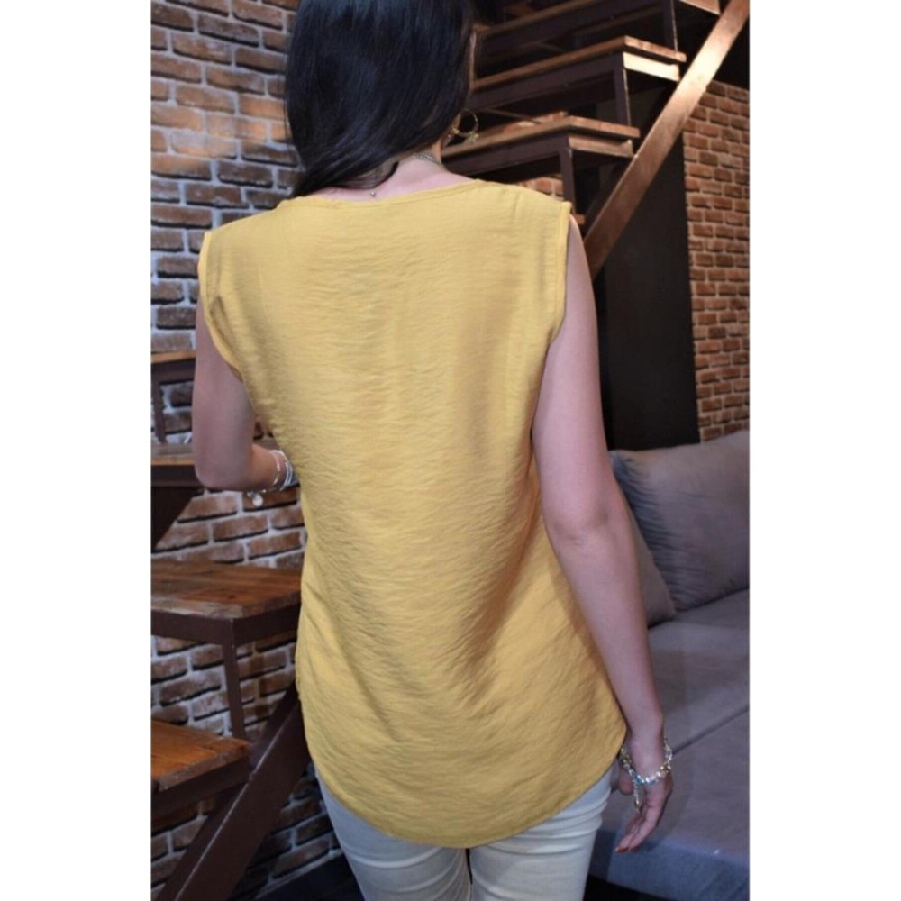 Pasaklı Giyim Pasaklı Giyim Kadın Kalın Askılı Bluz Hardal - Premium Kadın Giyim