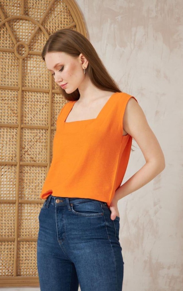 Pasaklı Giyim Kadın Kalın Askılı Bluz 2911275 Turuncu