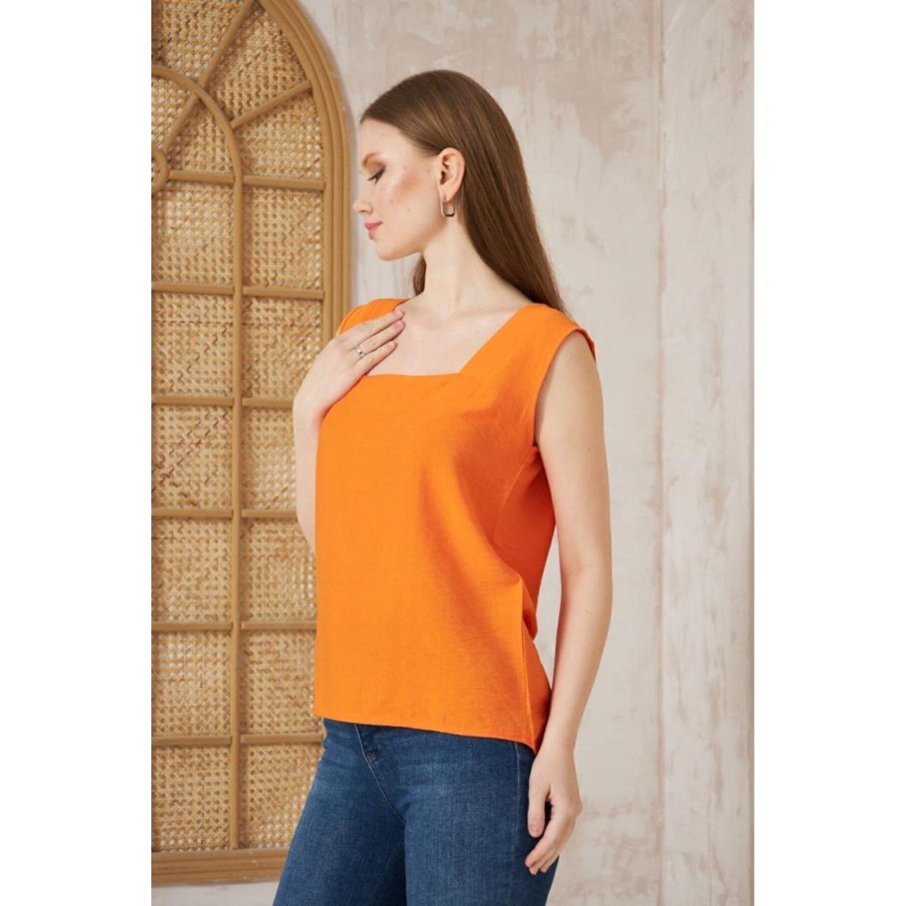 Pasaklı Giyim Pasaklı Giyim Kadın Kalın Askılı Bluz Turuncu - Premium Kadın Giyim