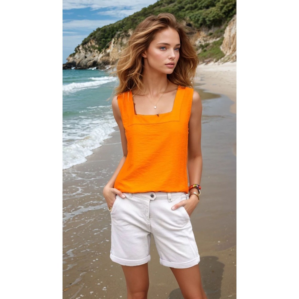 Pasaklı Giyim Pasaklı Giyim Kadın Kalın Askılı Bluz Turuncu - Premium Kadın Giyim