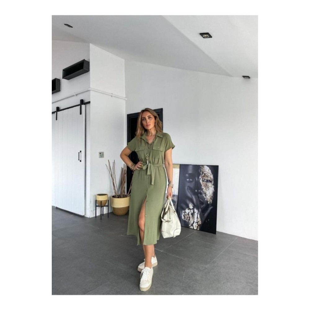 Pasaklı Giyim Pasaklı Giyim Kadın Safari Elbise Haki - Premium Kadın Giyim