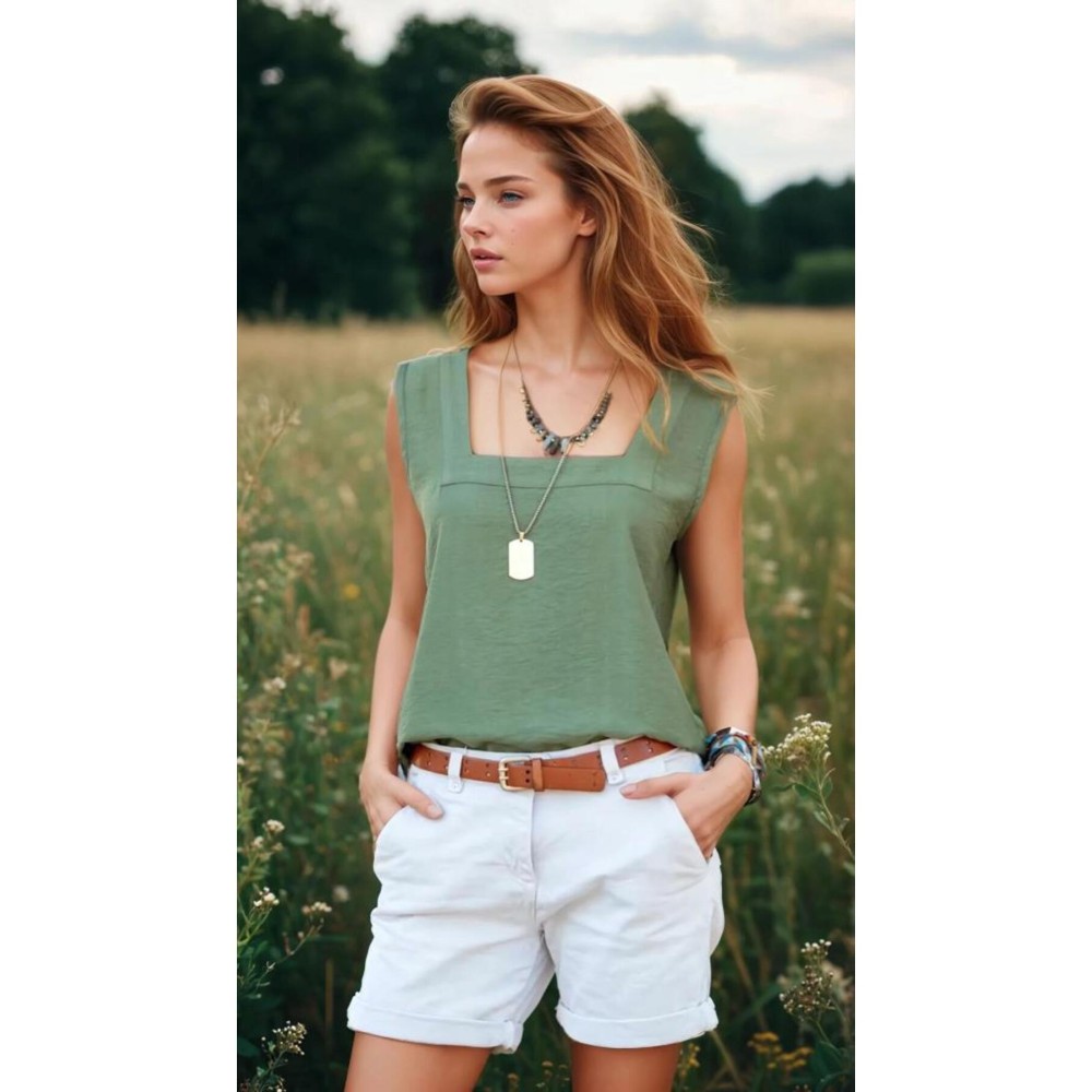 Pasaklı Giyim Pasaklı Giyim Kadın Kalın Askılı Bluz Haki - Premium Kadın Giyim