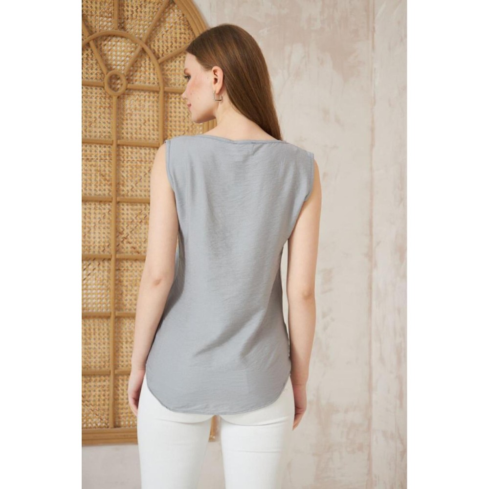 Pasaklı Giyim Pasaklı Giyim Kadın Kalın Askılı Bluz Gri - Premium Kadın Giyim