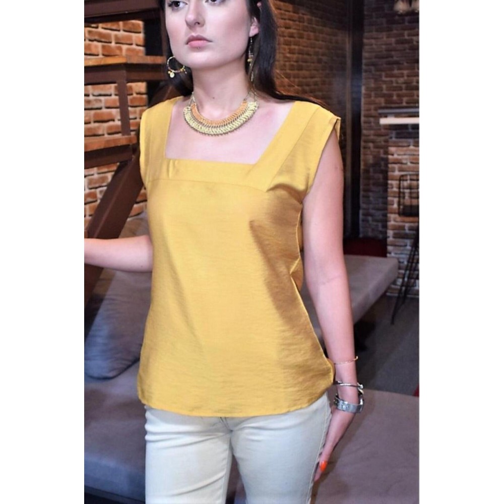 Pasaklı Giyim Pasaklı Giyim Kadın Kalın Askılı Bluz Hardal - Premium Kadın Giyim