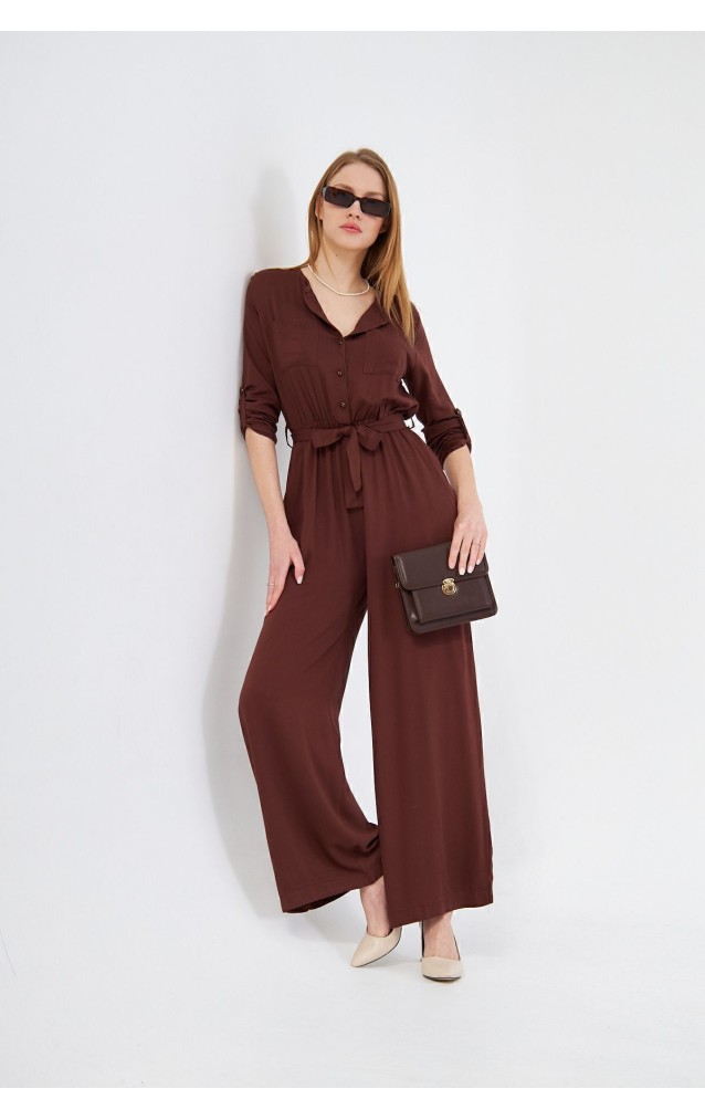 Pasaklı Giyim Kadın Viskon Tulum 3297500 Kahverengi