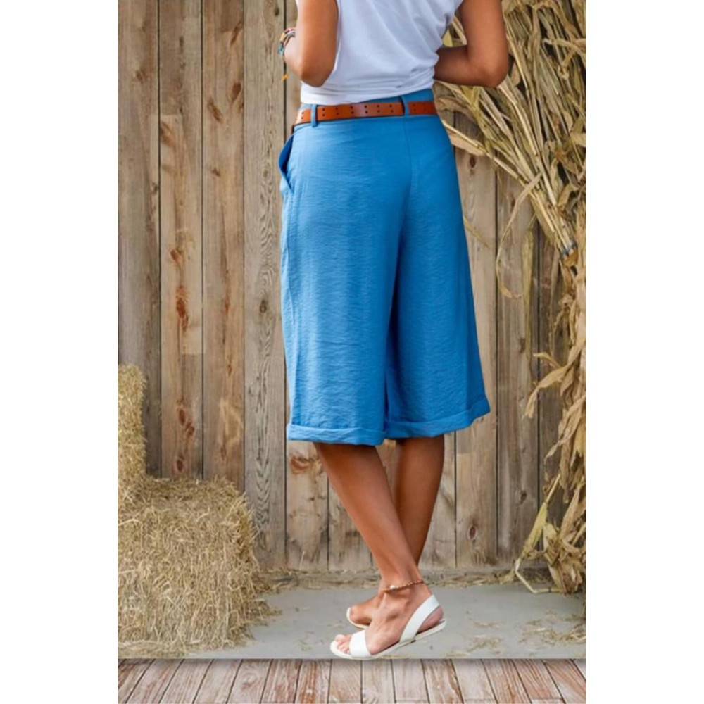 Pasaklı Giyim Pasaklı Giyim Kadın Duble Paça Bermuda Şort İndigo - Premium Kadın Giyim