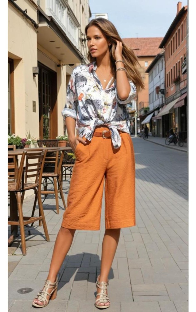 Pasaklı Giyim Kadın Duble Paça Bermuda Şort 2912286 Kiremit