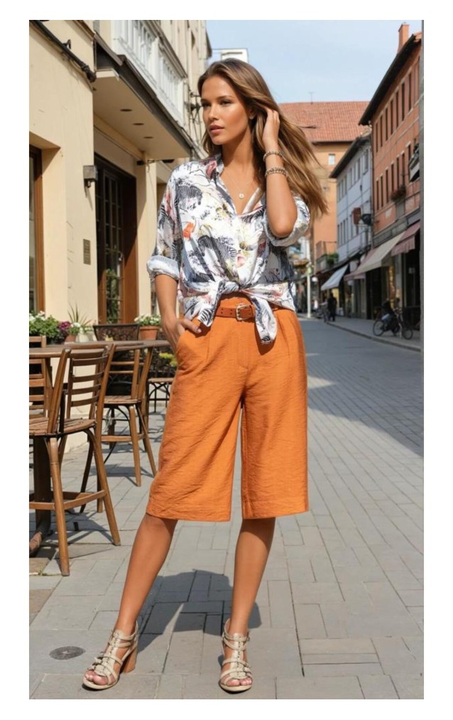 Pasaklı Giyim Kadın Duble Paça Bermuda Şort 2912286 Kiremit