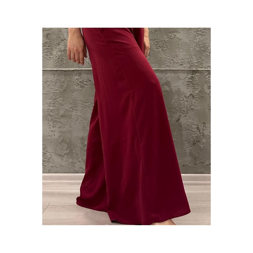 Pasaklı Giyim Pasaklı Giyim Beli Lastikli Tensel Kumaş Pantolon Bordo - Premium Kadın Giyim