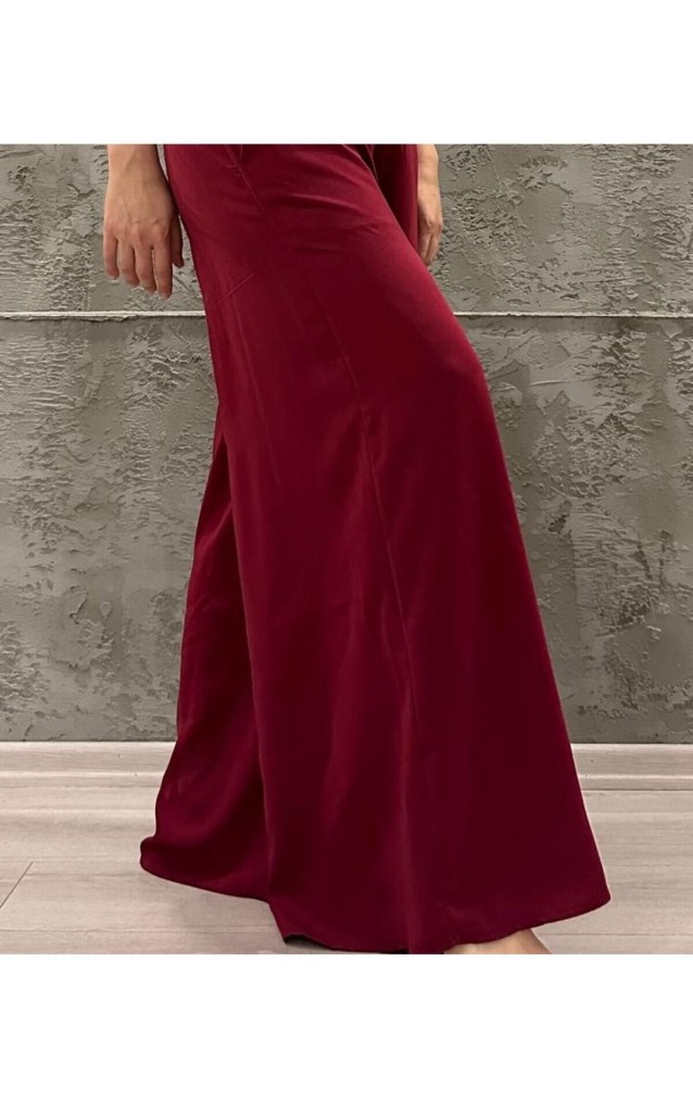 Pasaklı Giyim Beli Lastikli Tensel Kumaş Pantolon 3391341 Bordo