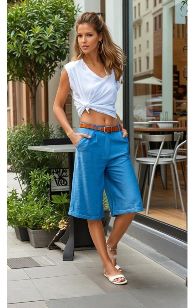 Pasaklı Giyim Kadın Duble Paça Bermuda Şort 2912286 İndigo