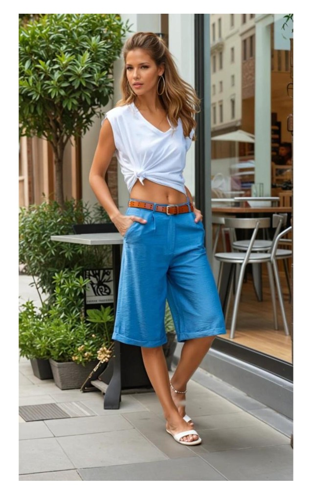 Pasaklı Giyim Kadın Duble Paça Bermuda Şort 2912286 İndigo