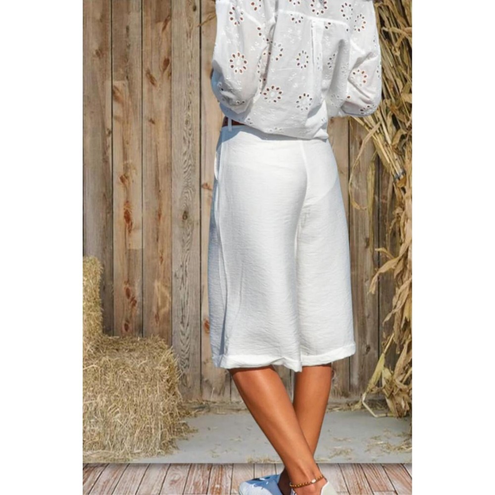 Pasaklı Giyim Pasaklı Giyim Kadın Duble Paça Bermuda Şort Ekru - Premium Kadın Giyim