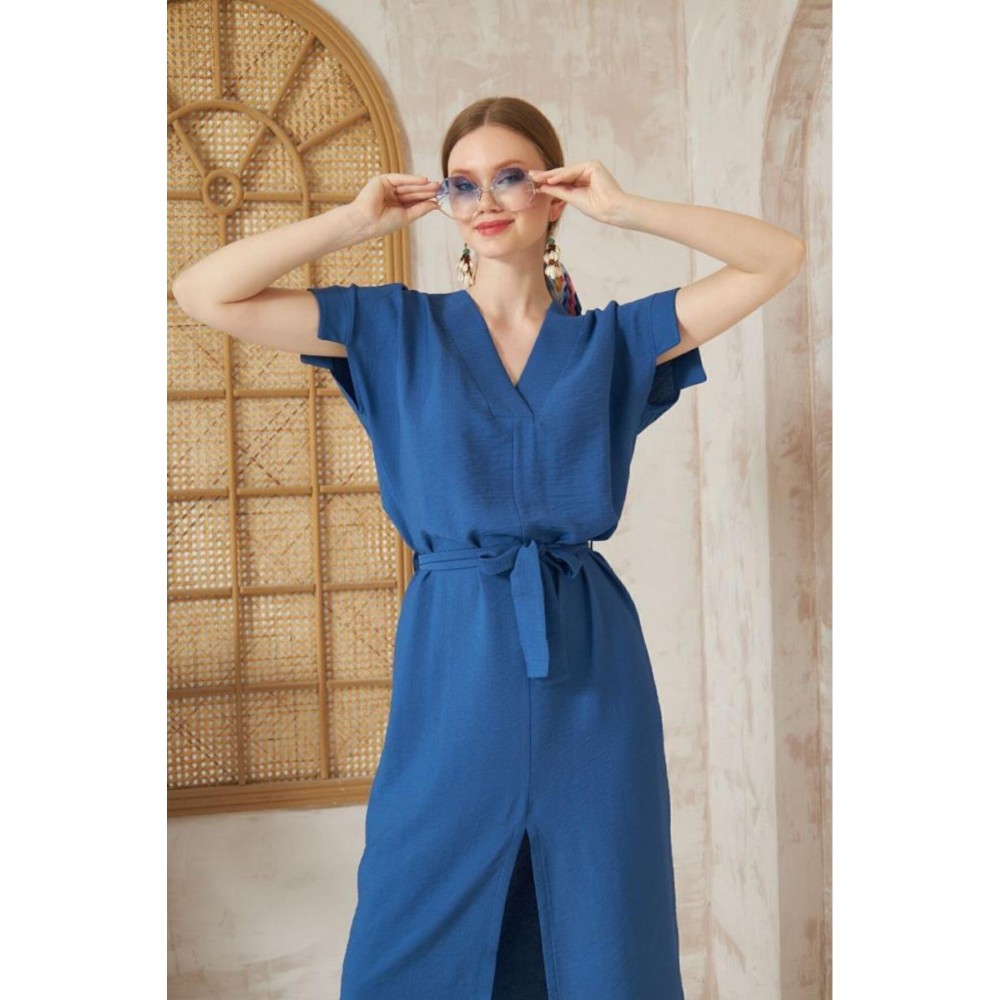 Pasaklı Giyim Pasaklı Giyim Kadın Yırtmaçlı Elbise İndigo - Premium Kadın Giyim