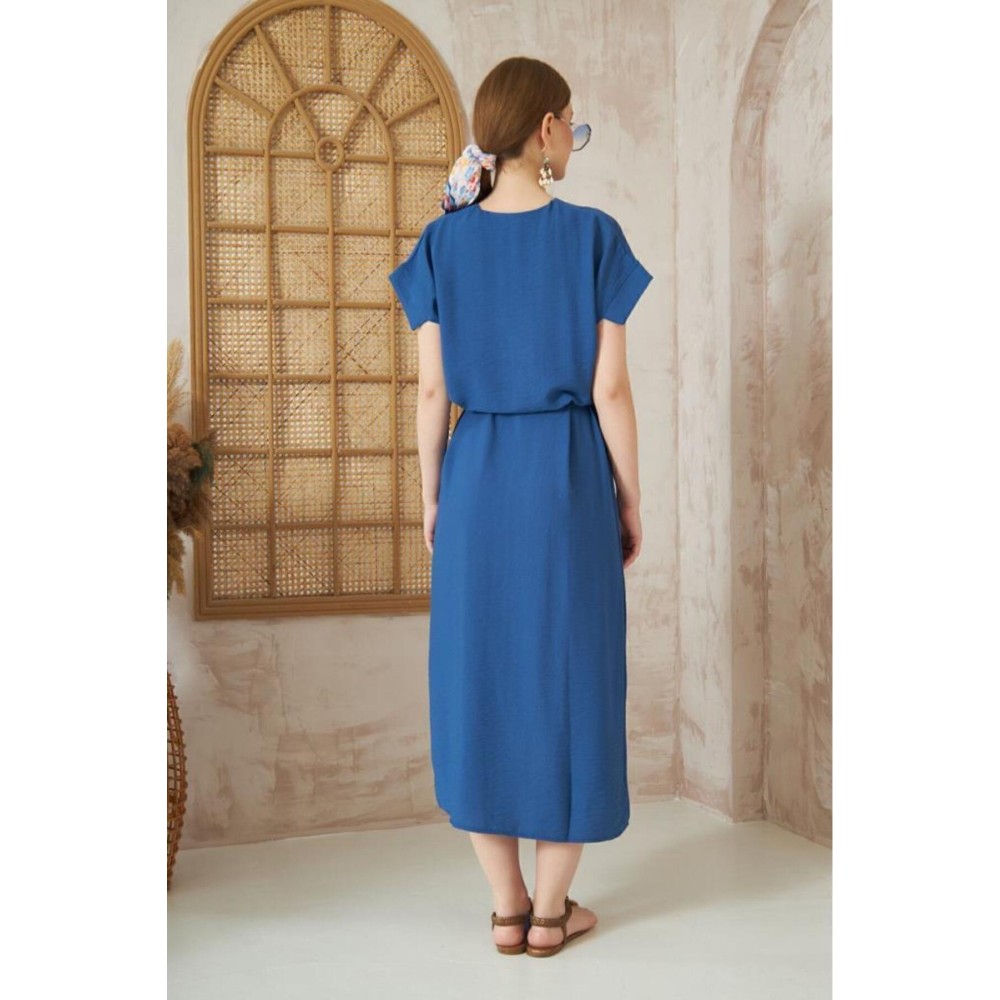 Pasaklı Giyim Pasaklı Giyim Kadın Yırtmaçlı Elbise İndigo - Premium Kadın Giyim