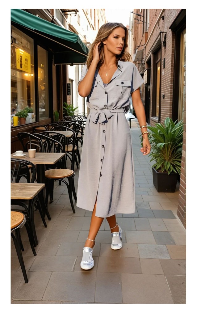 Pasaklı Giyim Kadın Safari Elbise K4045410 Gri