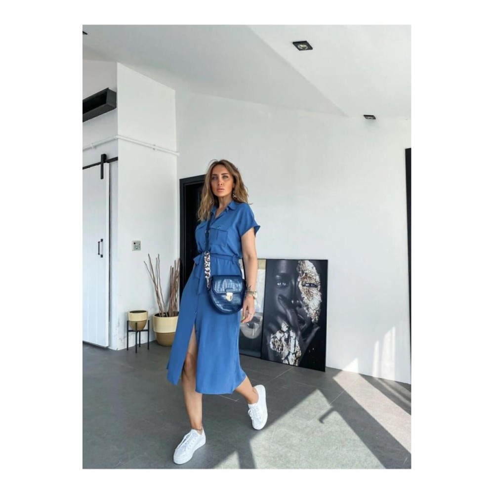 Pasaklı Giyim Pasaklı Giyim Kadın Safari Elbise İndigo - Premium Kadın Giyim