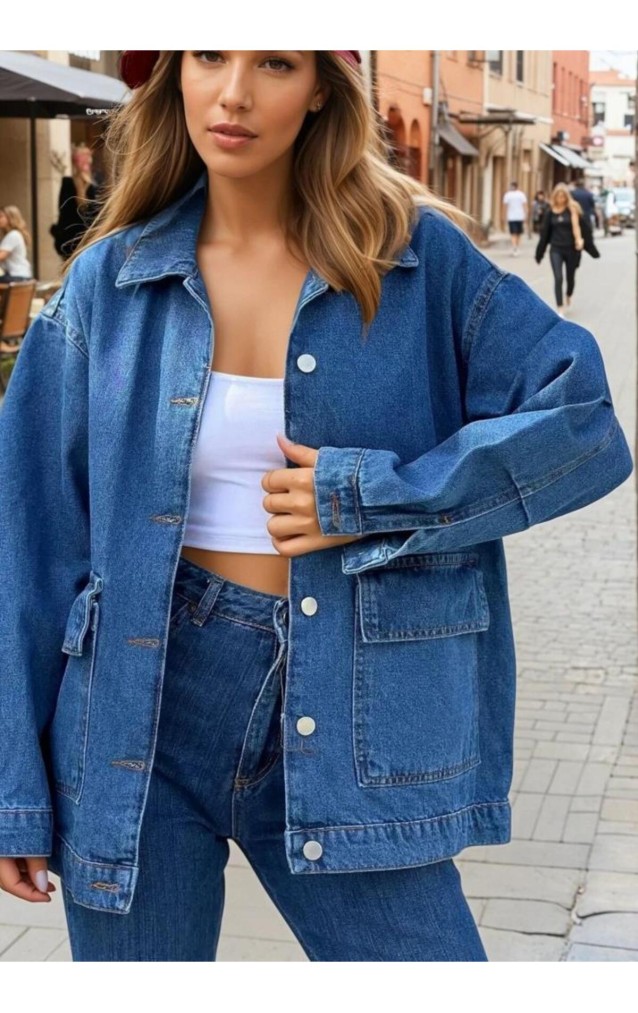 Pasaklı Giyim Oversize Kot Ceket KT001484 Mavi