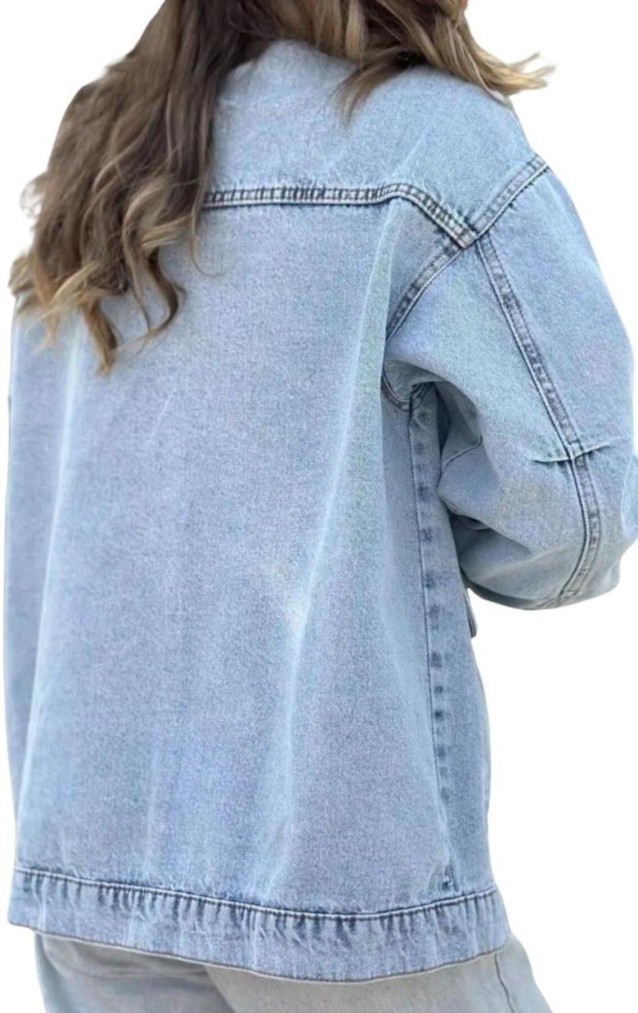 Pasaklı Giyim Oversize Kot Ceket KT001484 Mavi Buz