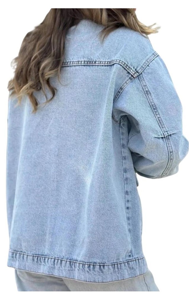 Pasaklı Giyim Oversize Kot Ceket KT001484 Mavi Buz