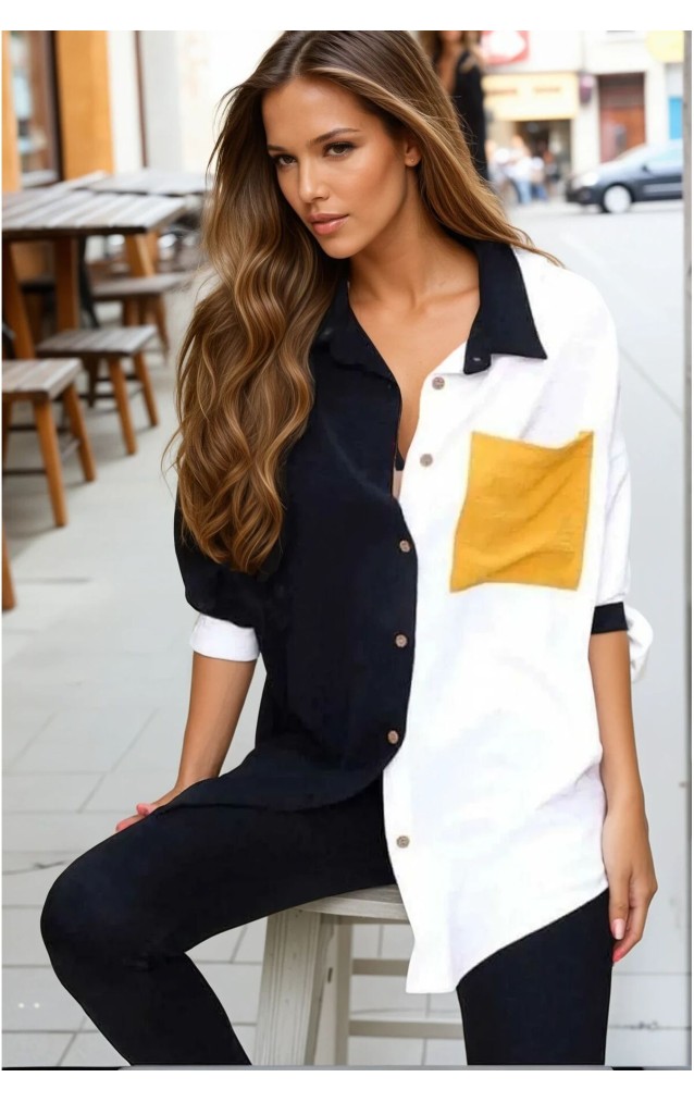 Pasaklı Giyim Kadın İki Renkli Gömlek 3071264 Siyah-Sarı