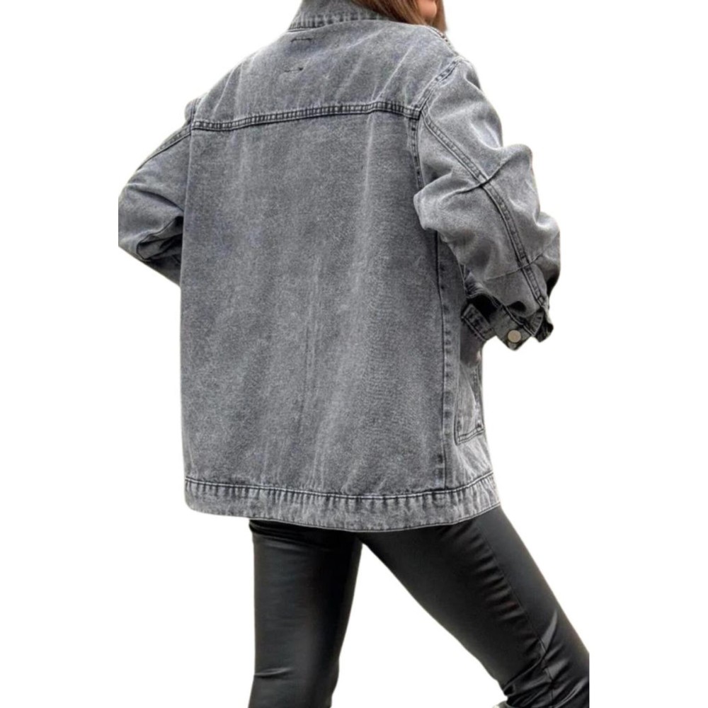 Pasaklı Giyim Pasaklı Giyim Oversize Kot Ceket Gri - Premium Kadın Giyim