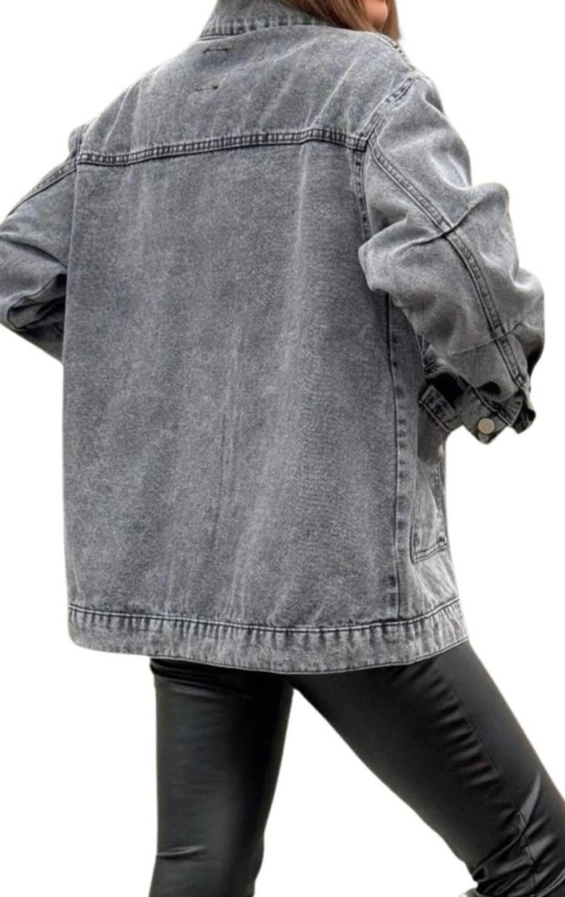 Pasaklı Giyim Oversize Kot Ceket KT001484 Gri