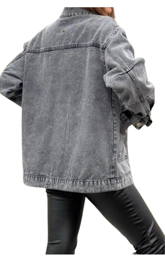 Pasaklı Giyim Oversize Kot Ceket KT001484 Gri