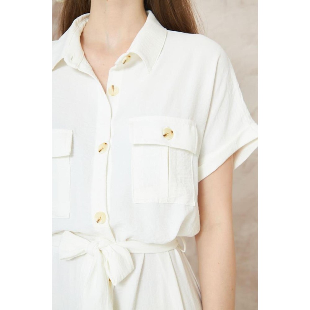 Pasaklı Giyim Pasaklı Giyim Kadın Safari Elbise Beyaz - Premium Kadın Giyim