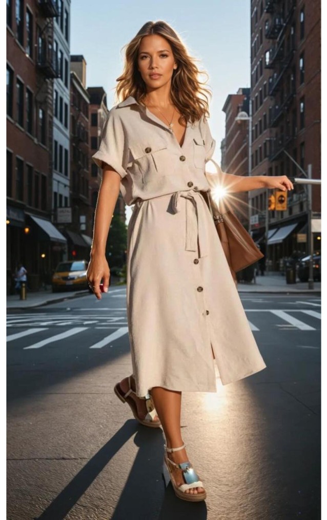 Pasaklı Giyim Kadın Safari Elbise K4045410 Bej