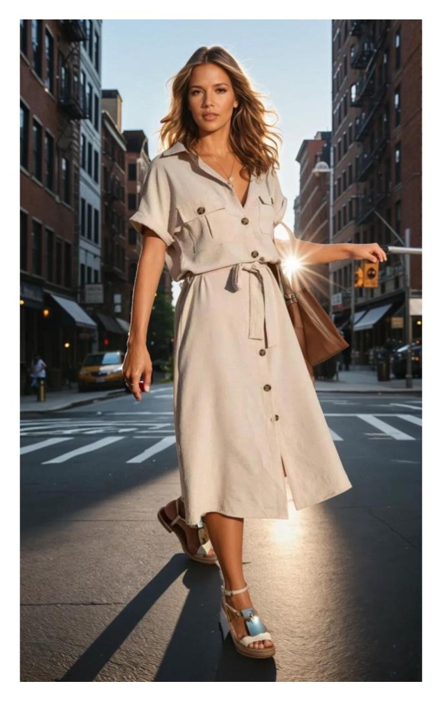 Pasaklı Giyim Kadın Safari Elbise K4045410 Bej