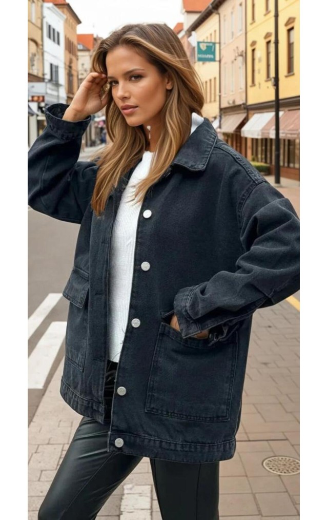 Pasaklı Giyim Oversize Kot Ceket KT001484 Siyah