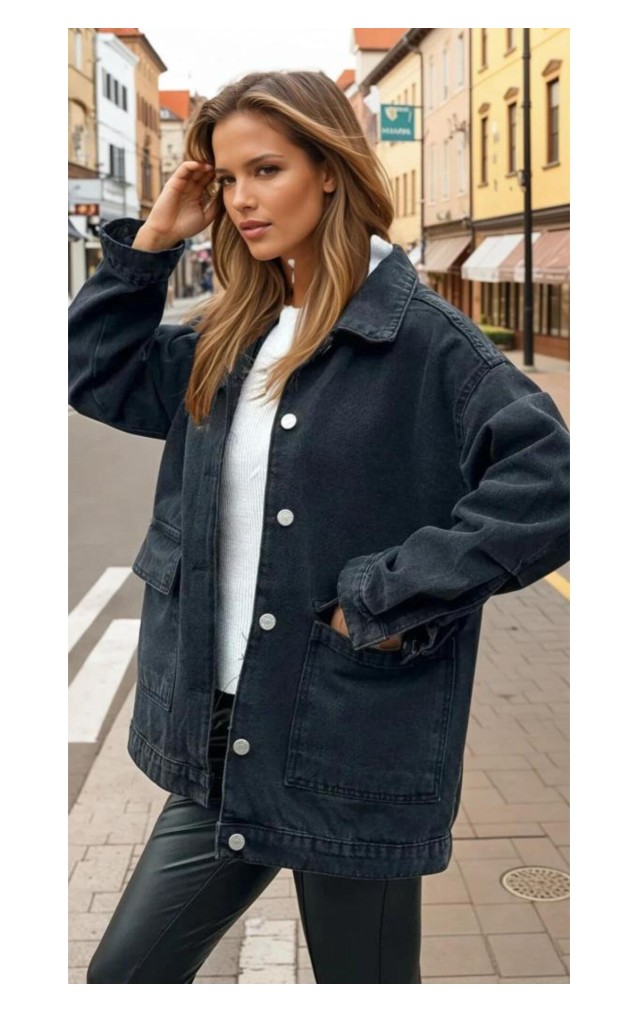 Pasaklı Giyim Oversize Kot Ceket KT001484 Siyah