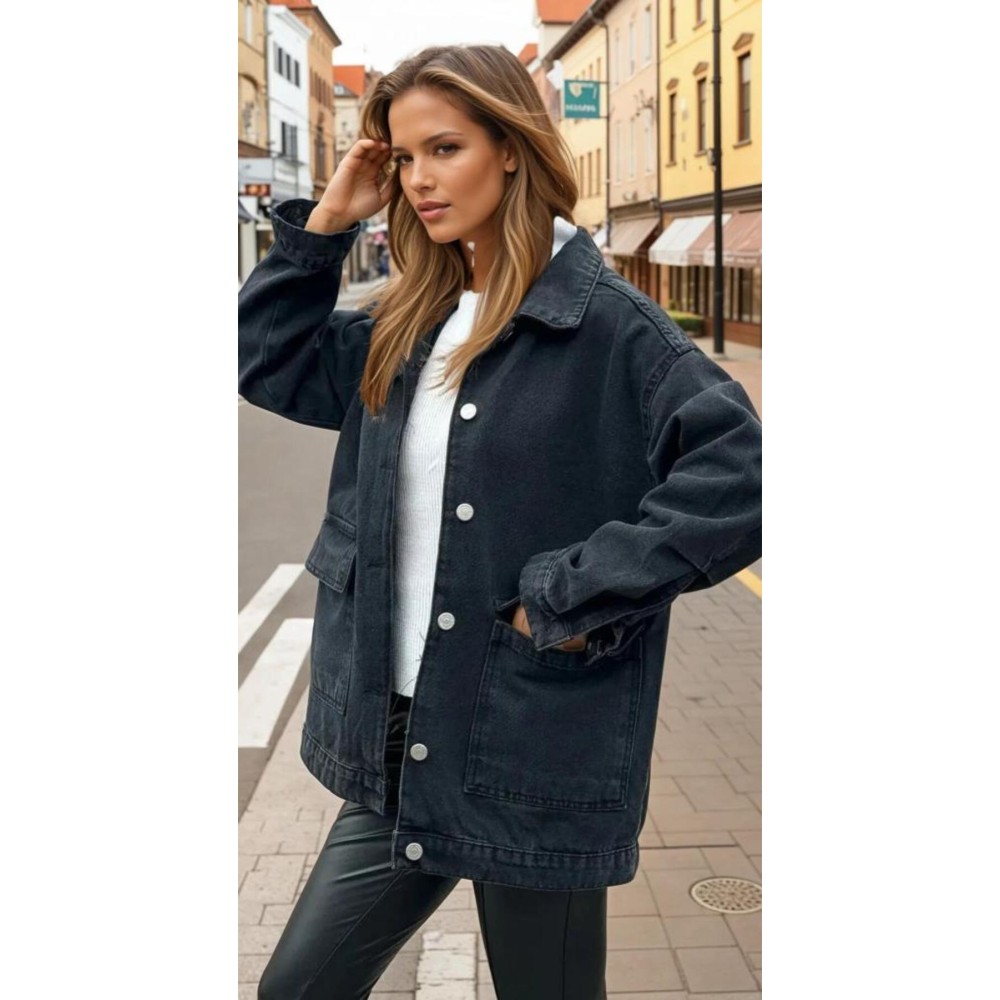 Pasaklı Giyim Pasaklı Giyim Oversize Kot Ceket Siyah - Premium Kadın Giyim