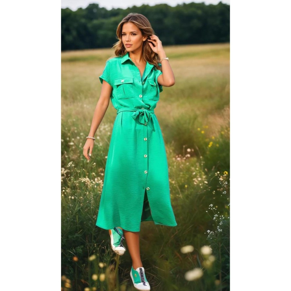 Pasaklı Giyim Pasaklı Giyim Kadın Safari Elbise Yeşil - Premium Kadın Giyim