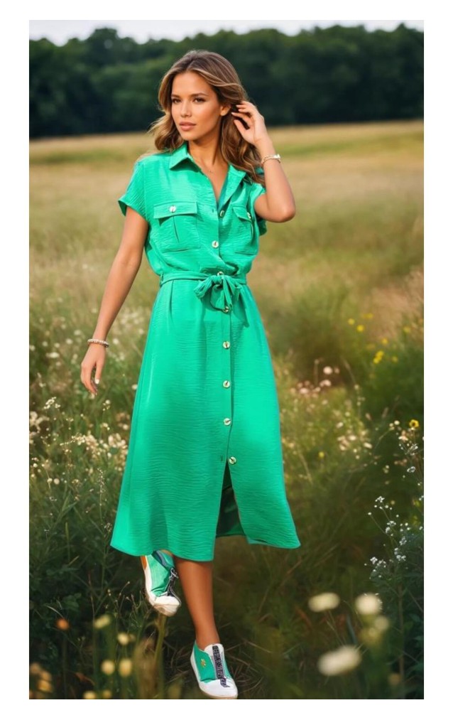 Pasaklı Giyim Kadın Safari Elbise K4045410 Yeşil