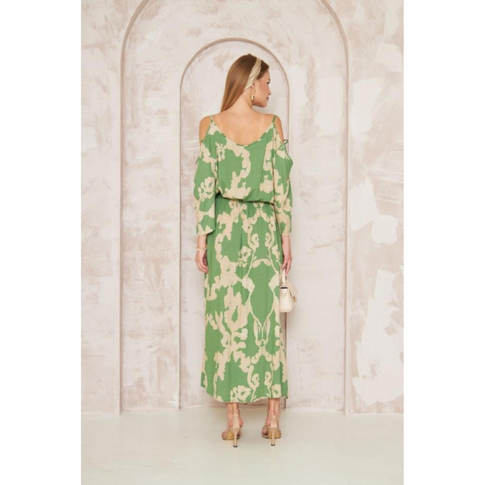 Pasaklı Giyim Pasaklı Giyim Kadın Omuz Dekolte Elbise Yeşil - Premium Kadın Giyim