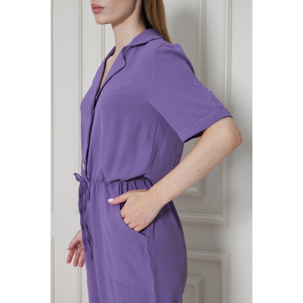 Pasaklı Giyim Pasaklı Giyim Kadın Beli Büzgülü Tulum Lila - Premium Kadın Giyim