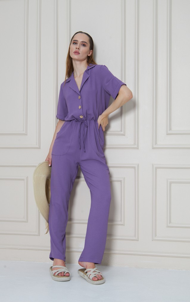 Pasaklı Giyim Kadın Beli Büzgülü Tulum 2622462 Lila