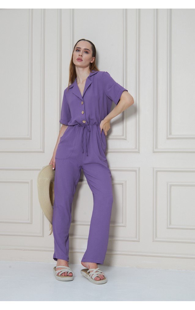 Pasaklı Giyim Kadın Beli Büzgülü Tulum 2622462 Lila