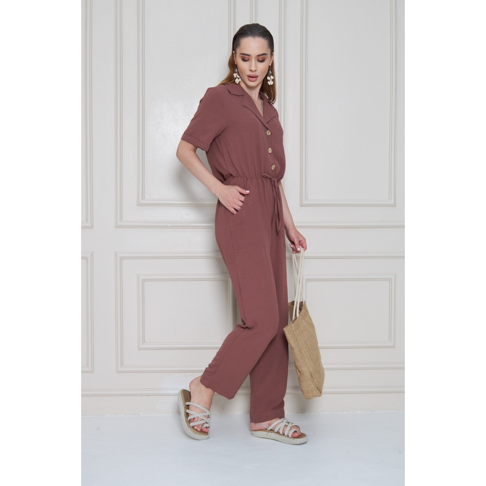 Pasaklı Giyim Pasaklı Giyim Kadın Beli Büzgülü Tulum Gül Kurusu - Premium Kadın Giyim