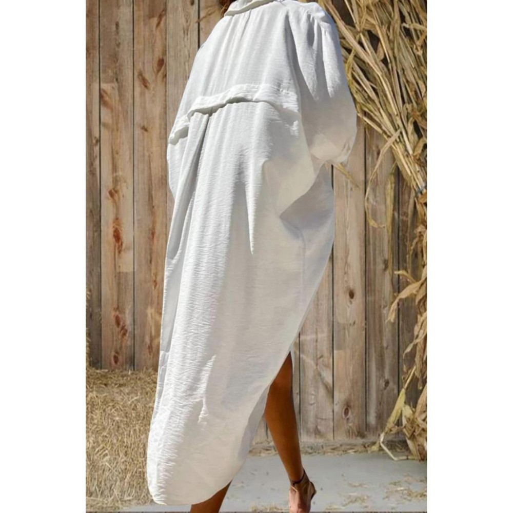 Pasaklı Giyim Pasaklı Giyim Kadın Oversize Yarasa Kol Tesettüre Uygun Gömlek Elbise-Tesettür Tunik Ekru - Premium Kadın Giyim