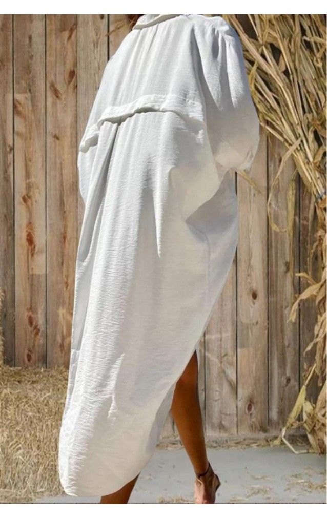 Pasaklı Giyim Kadın Oversize Yarasa Kol Tesettüre Uygun Gömlek Elbise-Tesettür Tunik 3282528 Ekru