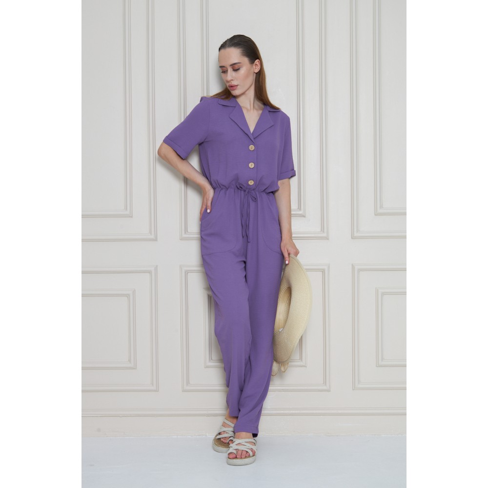 Pasaklı Giyim Pasaklı Giyim Kadın Beli Büzgülü Tulum Lila - Premium Kadın Giyim