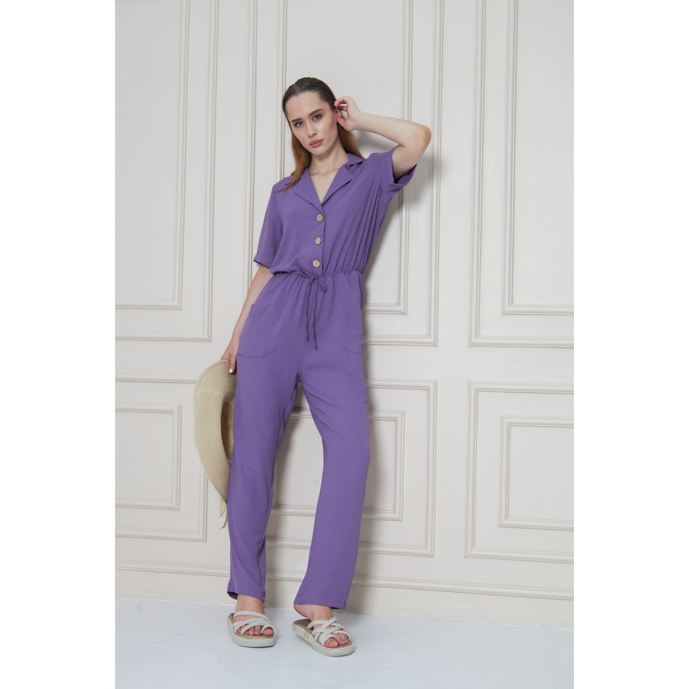 Pasaklı Giyim Pasaklı Giyim Kadın Beli Büzgülü Tulum Lila - Premium Kadın Giyim