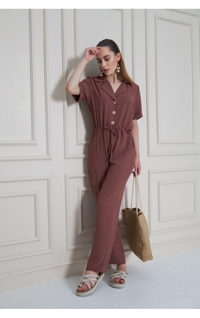 Pasaklı Giyim Kadın Beli Büzgülü Tulum 2622462 Gül Kurusu
