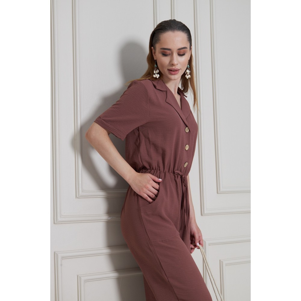 Pasaklı Giyim Pasaklı Giyim Kadın Beli Büzgülü Tulum Gül Kurusu - Premium Kadın Giyim